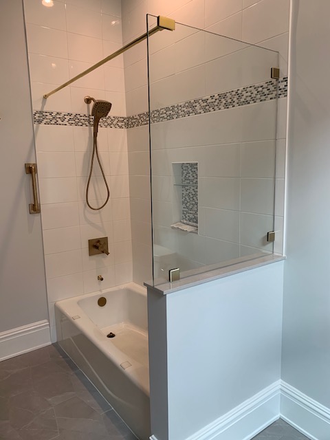 Shower Curtain Rod Glass Panel